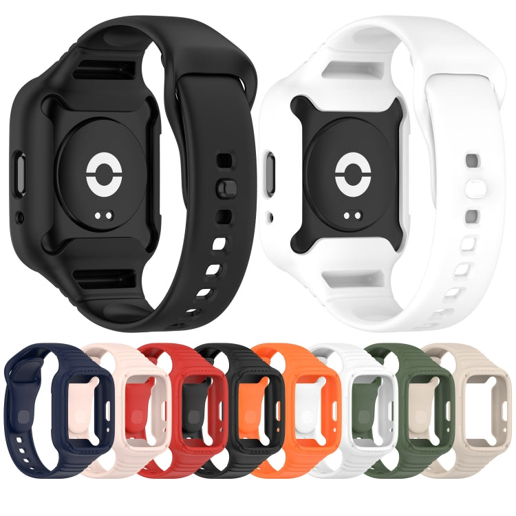 Integrated silicone watch band assortment in many colors; front view of watch straps