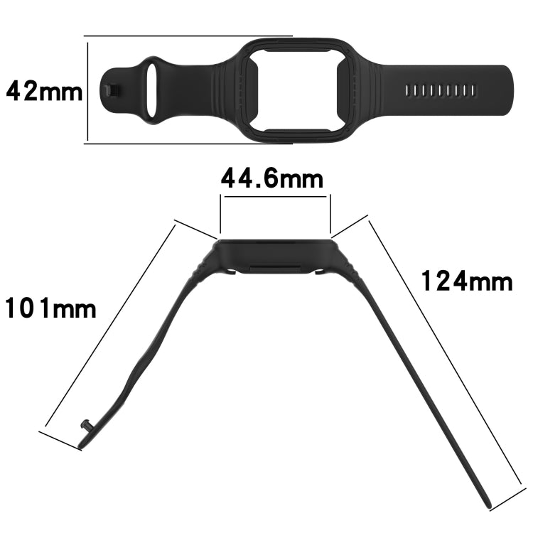 Black silicone watch band with fully enclosed case and adjustable strap