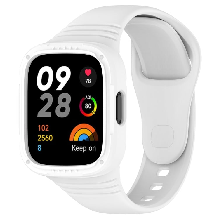 Ivory white silicone fully enclosed watch band with perforated strap and case cover