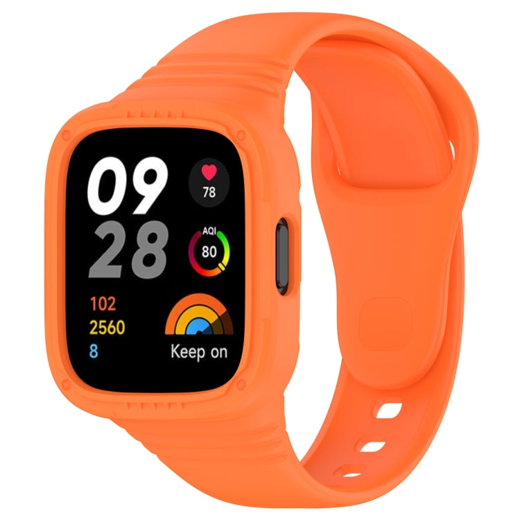 Orange silicone fully enclosed watch band with perforated strap and protective case