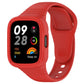 Red silicone fully enclosed watch band with perforated strap and protective case
