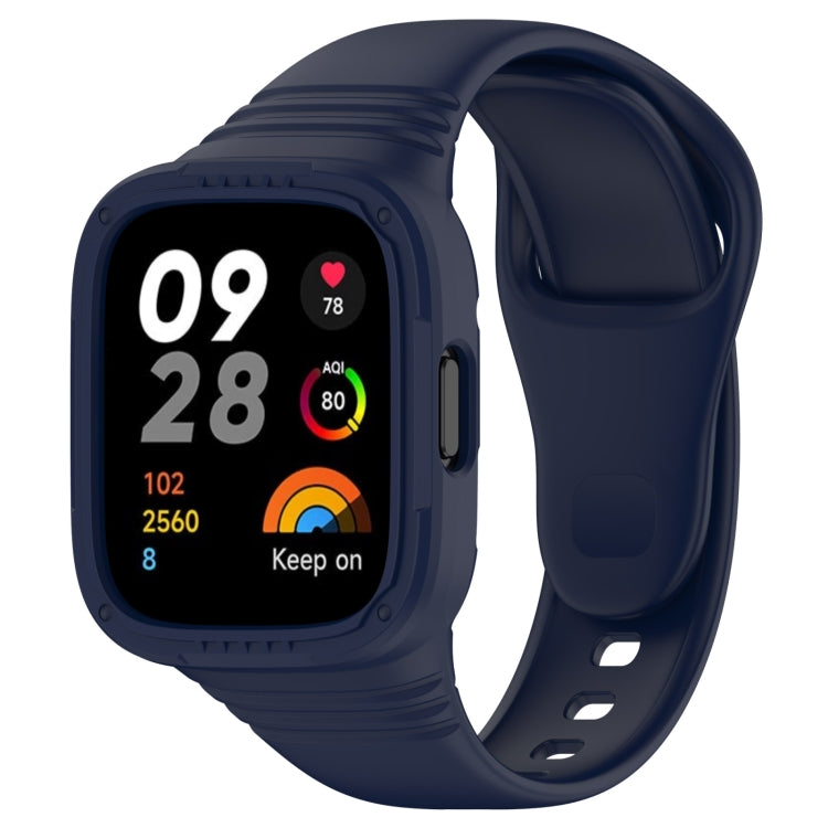 Ink blue silicone fully enclosed watch band with perforated strap and case cover