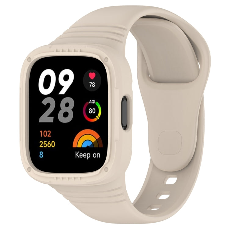 Ivory white silicone fully enclosed watch band with protective case and vent holes