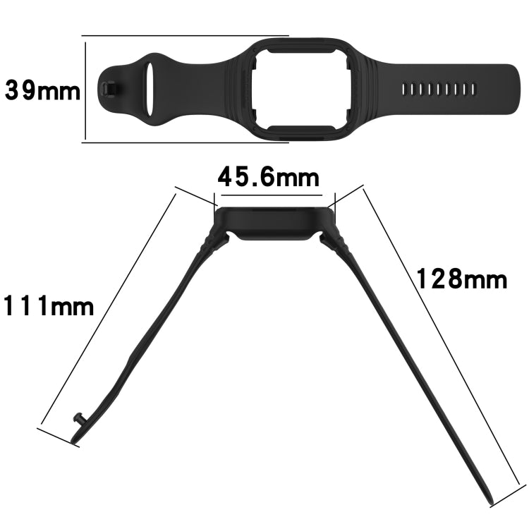 Silicone watch band with fully enclosed case, dimensions 39mm and 128mm