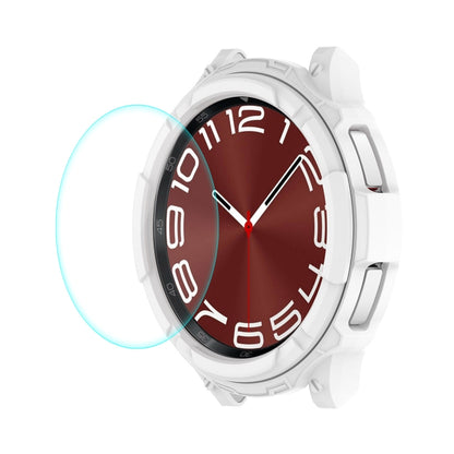 White TPU watch case with clear tempered glass screen protector over a red watch dial