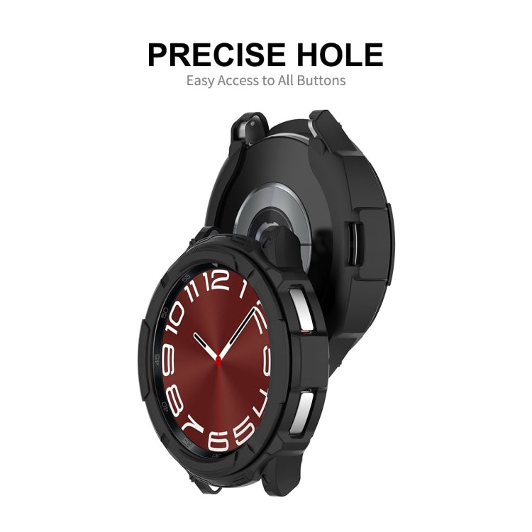 Black TPU watch case with precise button cutouts, shown over a red watch face