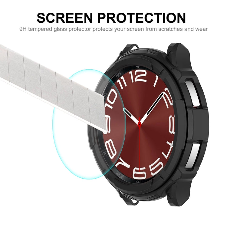Black TPU watch case with clear tempered glass screen protector over a red watch dial