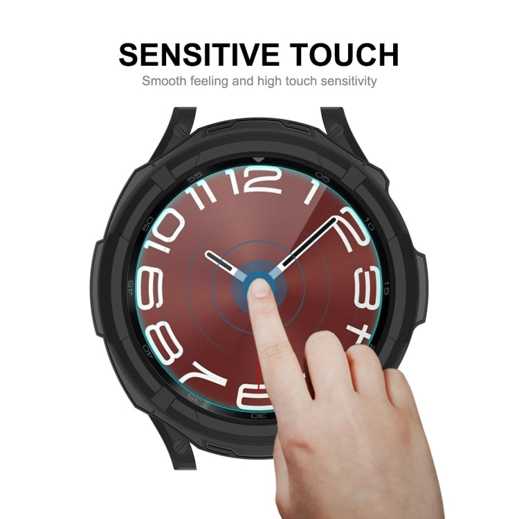 Black TPU watch case with tempered glass screen protector, red dial and finger touch