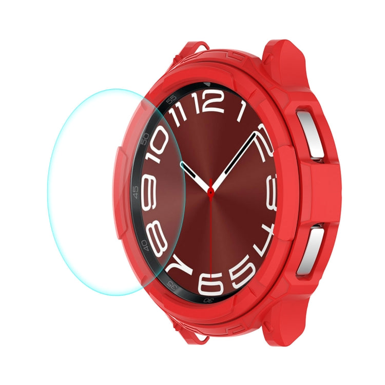 Red TPU watch case with clear screen protector film over the watch face