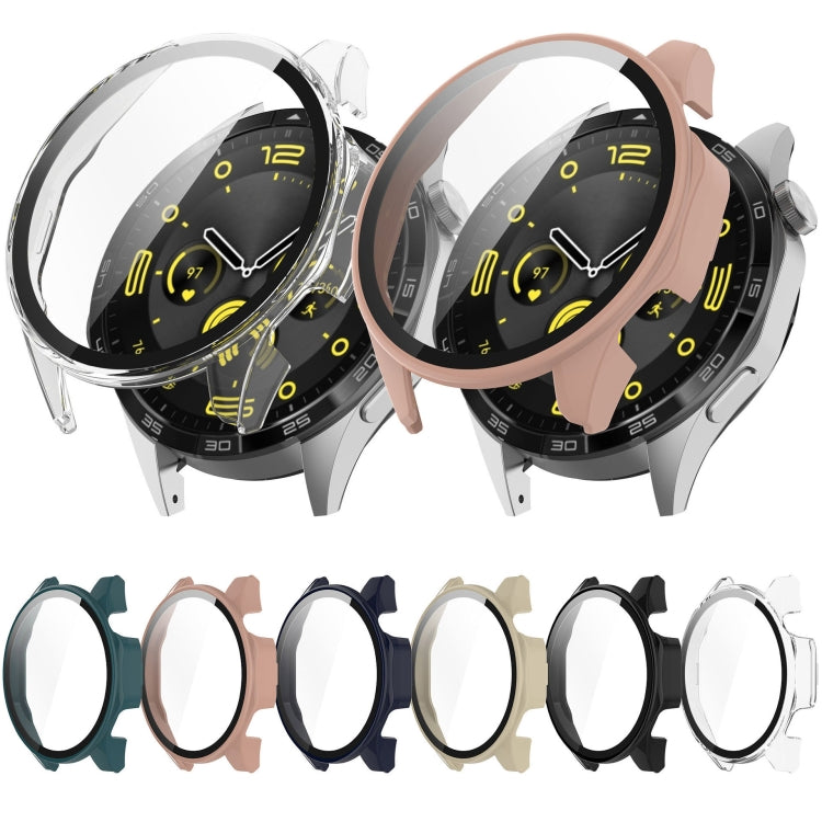 Pair of tempered film integrated watch protective cases: clear and rose pink