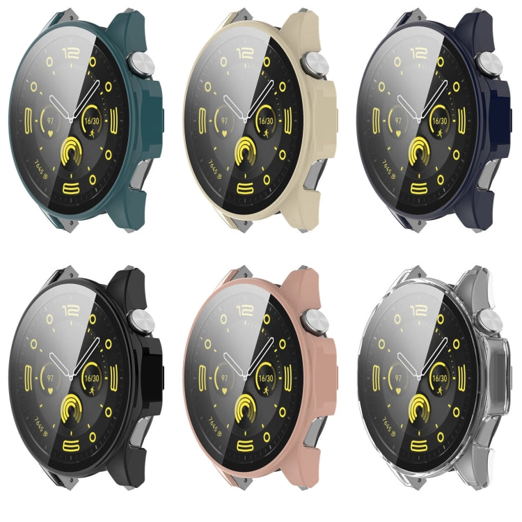 Tempered film integrated watch protective cases in teal, ivory, navy, black colors