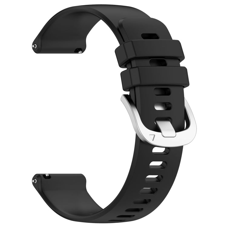 Glossy silicone watch band with buckle, black, side view