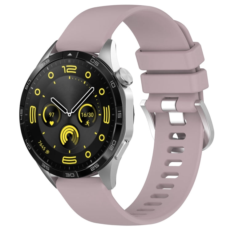 Glossy silicone watch band with buckle, mauve purple strap with holes for Huawei watch.