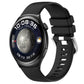 Glossy silicone watch band with silver buckle, black strap with pin holes