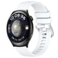Glossy silicone watch band with silver buckle, white strap with pin holes