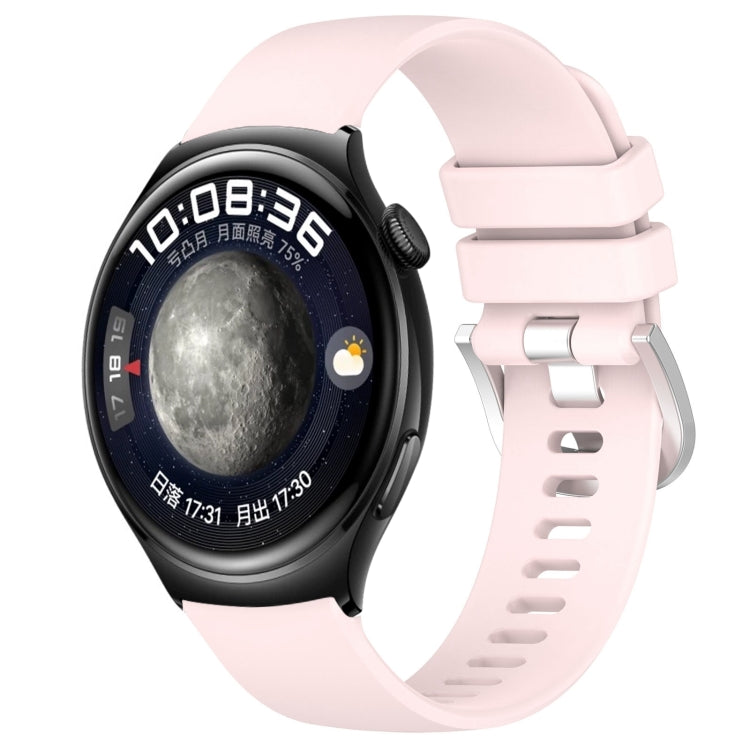 Glossy silicone watch band with buckle in pale pink color