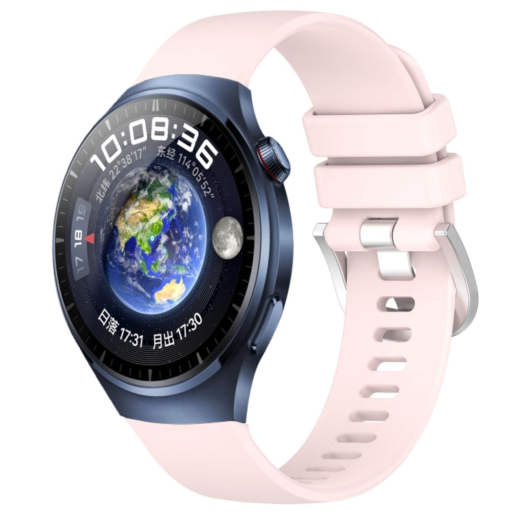 Glossy silicone watch band with buckle in light pink color
