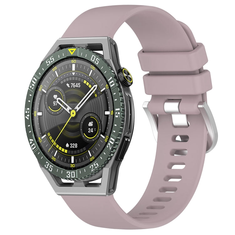 Glossy silicone watch band with silver buckle, lavender perforated strap