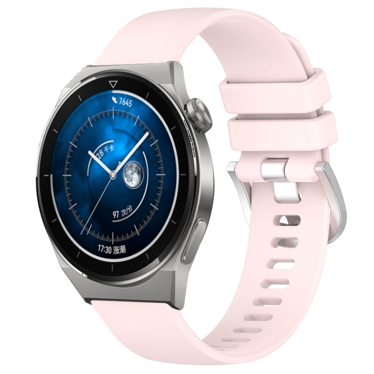 Glossy silicone watch band with buckle, light pink, with perforated strap holes