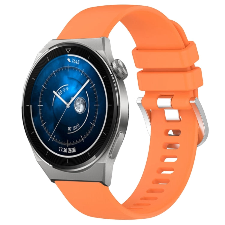 Glossy silicone watch band with buckle, orange, with perforated strap holes