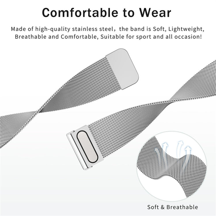 Metal mesh watch band with magnetic clasp, soft breathable woven steel links