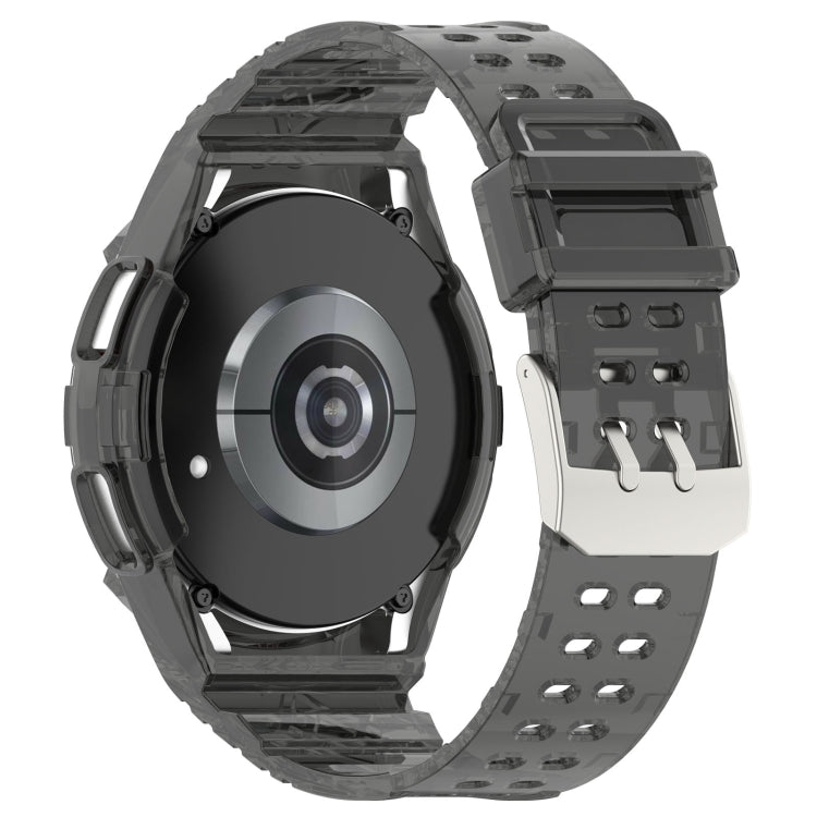 TPU integrated watch band with black case and dark watch face, side view