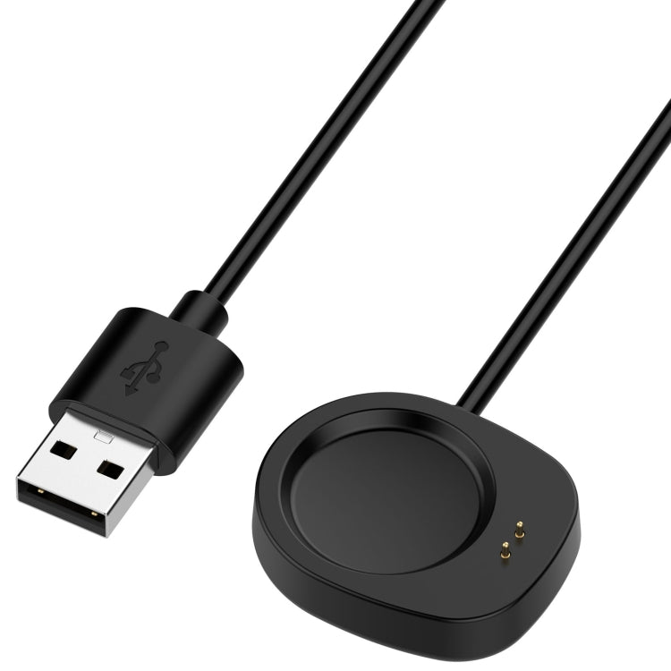 USB-A plug with black cable and magnetic charging puck for smart watch