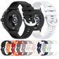 Silicone watch bands set: black, dark gray, and white with adjustable strap holes.