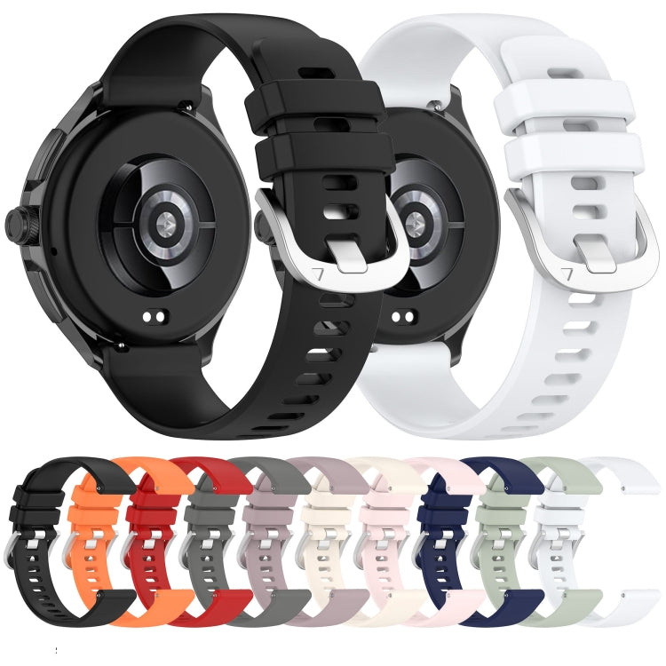 Silicone watch bands set: black, dark gray, and white with adjustable strap holes.