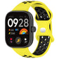 Dual-color perforated silicone watch band, bright yellow with black perforated sections.