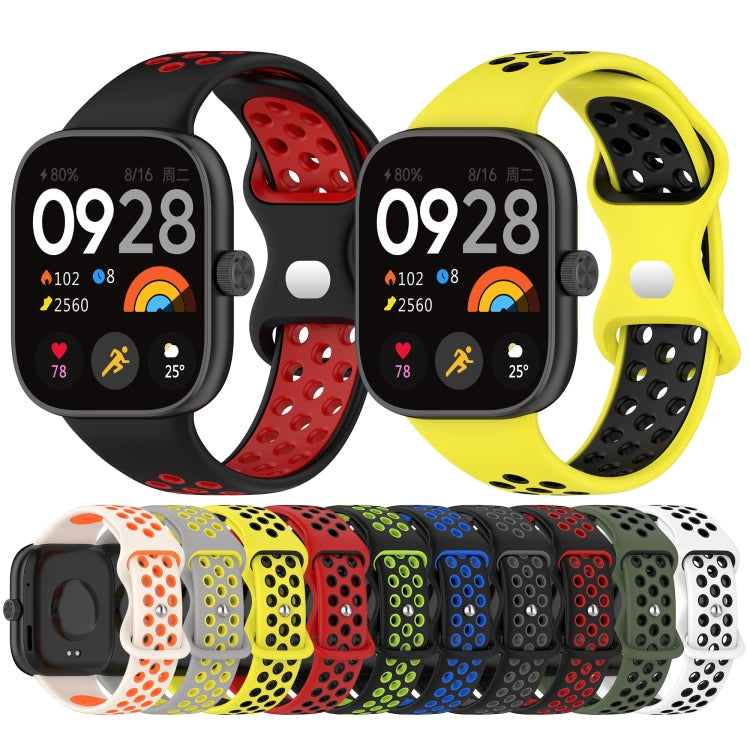 Dual color perforated silicone watch bands set in multiple colors with perforated straps