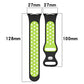 Perforated silicone watch band size diagram with 128mm length and 27mm width