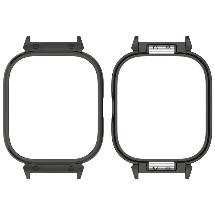 Black metal watch case frame protector, front and back openings