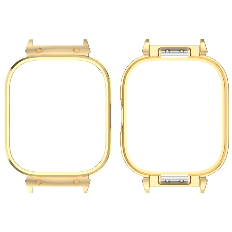 Gold metal watch case frame protector, front and back view