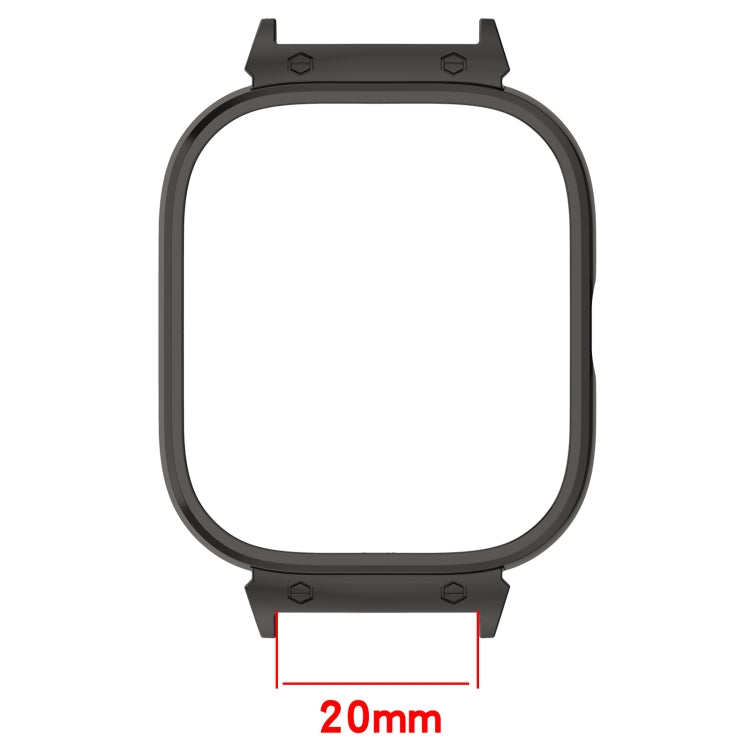 Black metal watch case frame protector, 20mm size guide