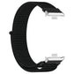Nylon loop watch band with metal connector, black, shown flat