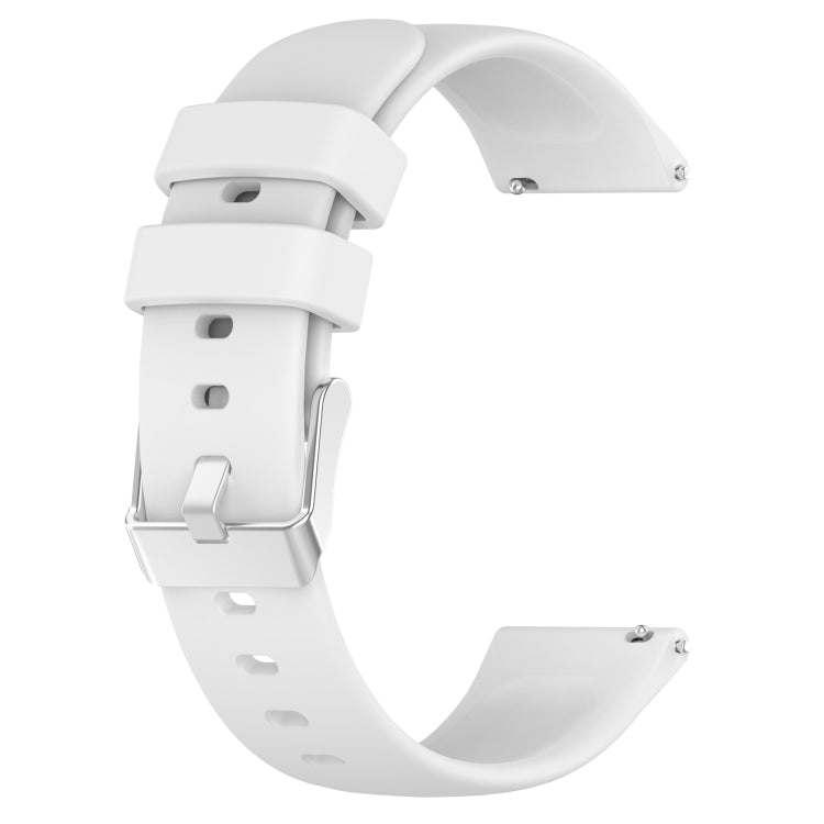 White silicone watch band, three-hole strap with metal buckle adapter