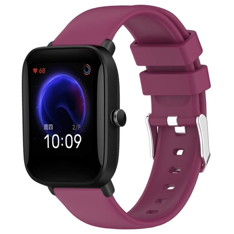 Burgundy silicone watch band with three-hole strap and metal buckle adapter