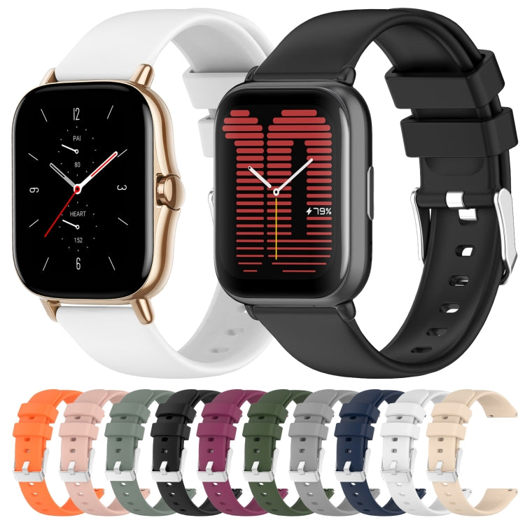 White and black silicone watch bands set with metal buckle, 20mm width, adjustment holes