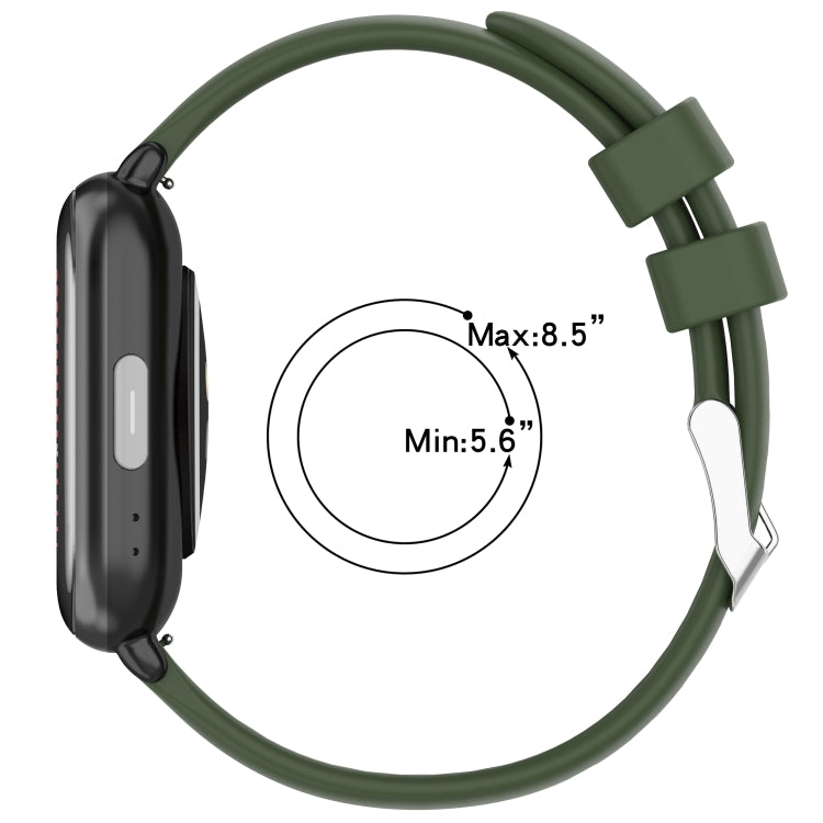Olive green 20mm silicone watch band with clasp and adjustable strap holes