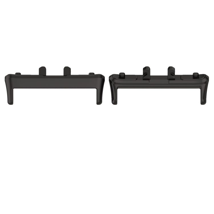 Metal watch band connector pair in black with spring pins, for smart watch bands