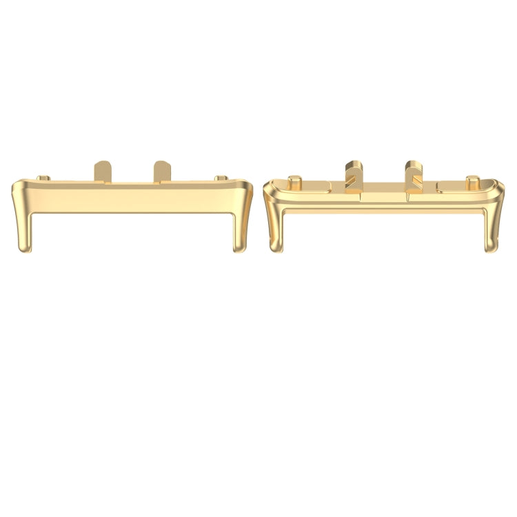 Metal watch band connector pair in gold with spring pins, for smart watch bands