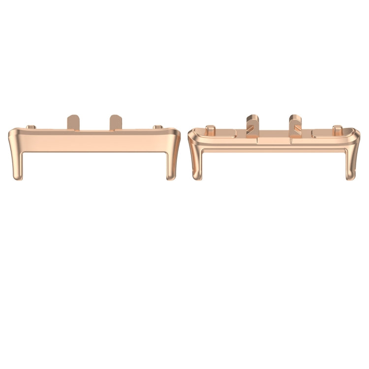 Metal watch band connector pair in rose gold with spring pins, for smart watch bands