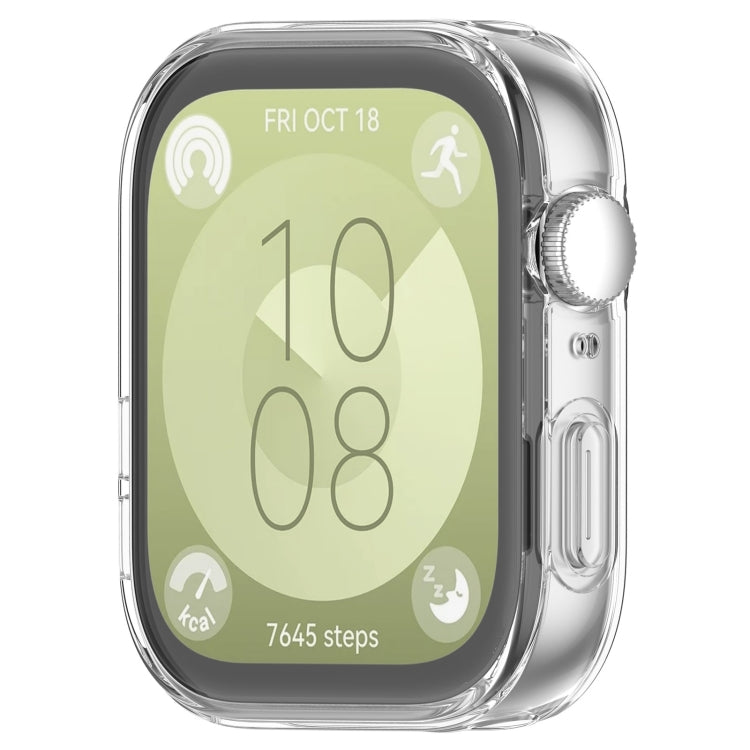 Clear full-coverage protective watch case with screen cover and openings for side controls