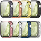 Full-coverage protective watch cases shown in eight colors, with clear screen covers