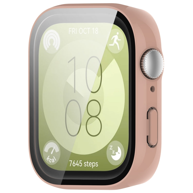 Watch protective case with screen protector in matte pink, shown fitted on a smartwatch