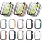 Watch protective cases with built-in screen protectors in assorted colors, shown fitted and empty
