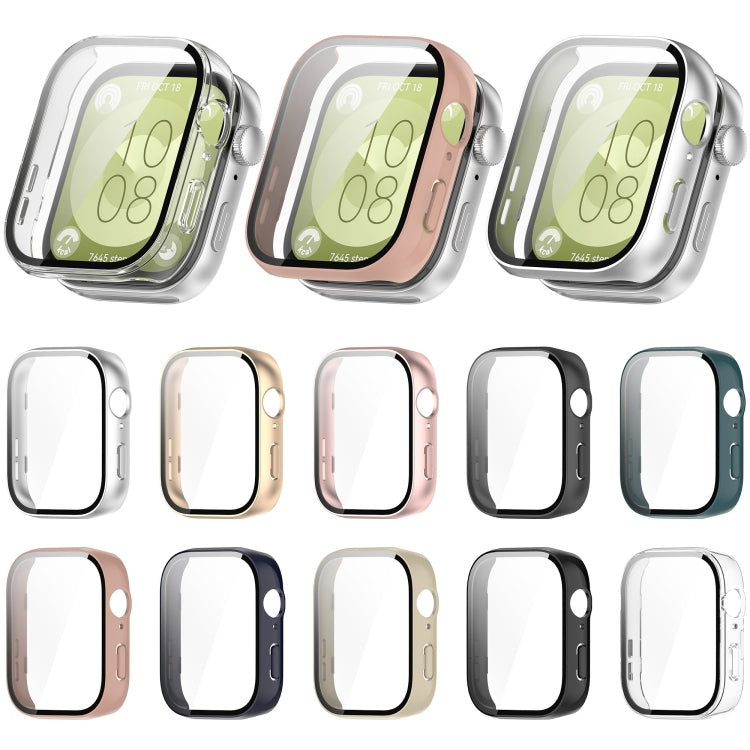 Watch protective cases with built-in screen protectors in assorted colors, shown fitted and empty