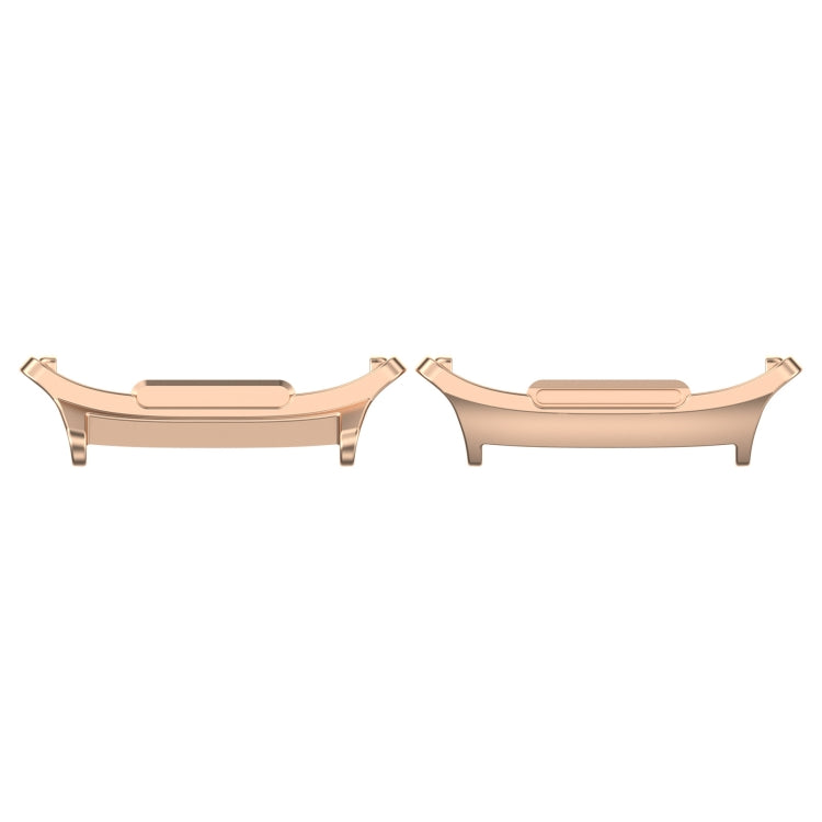 Pair of rose gold stainless steel watch band connectors, shown from the front