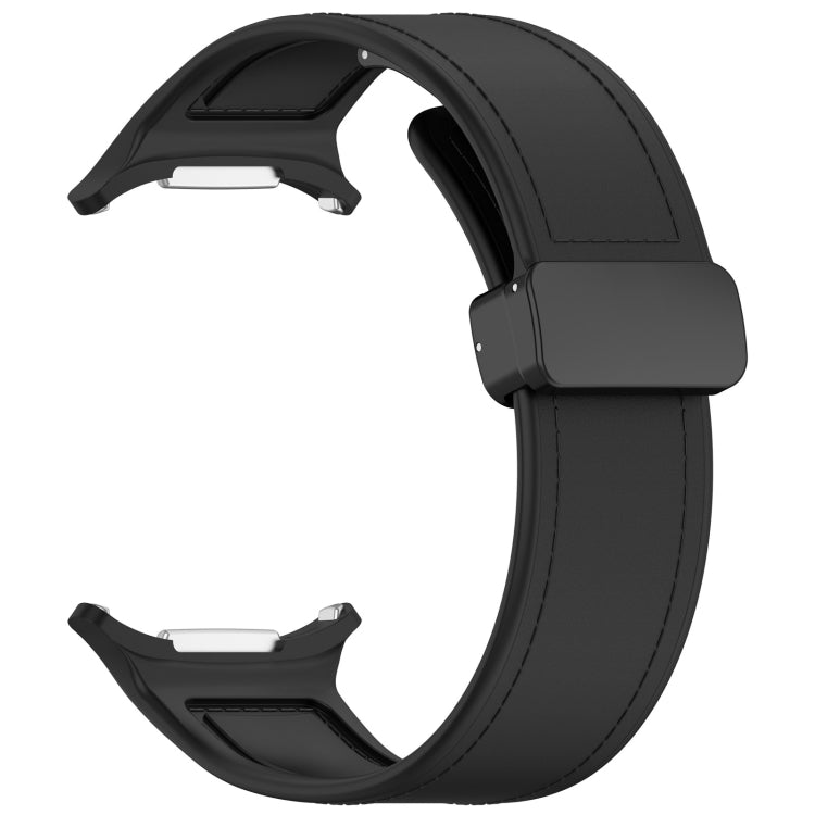 Black magnetic folding-buckle watch band shown without a watch